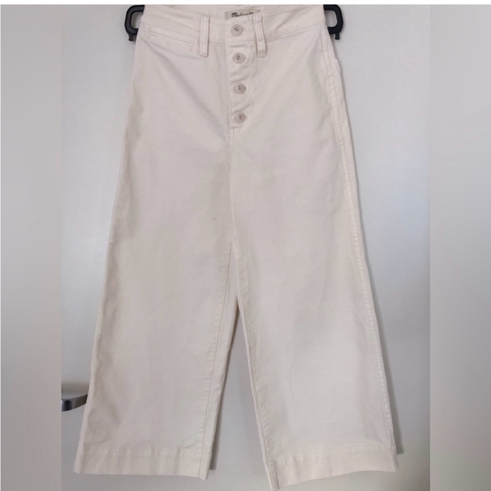 Madewell Petite Emmett Wide Leg Crop Pants Button Off White K9889 27p